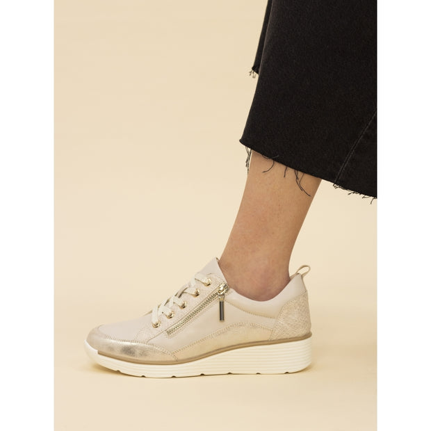 Lunar Shoes - Kiley Wedge Trainer in Beige