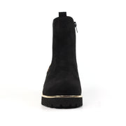 Lunar Shoes - Nakita - Faux Suede Black and Animal Print Ankle Boot (GLB218)