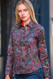 Claudio Lugli - Ladies Cotton Shirt - Neon Croc Print (CLW2312)