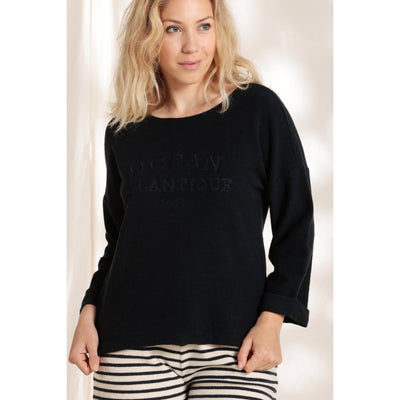 Mat De Misaine - Modica Cotton Navy embroidered sweatshirt with laced back