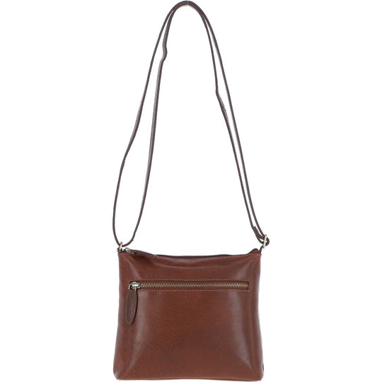 Ashwood Leather - Chestnut Leather Crossbody Bag with Zip Closure