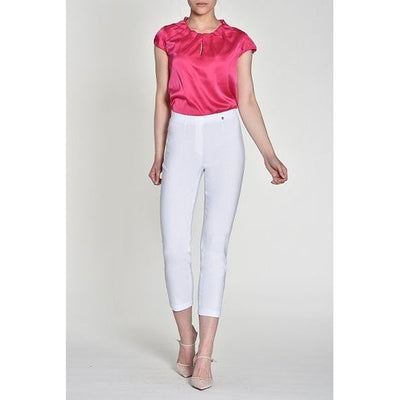 Robell – Lena 09 - Cropped Trousers With Cut Away Ladder Design at Hemline (White)