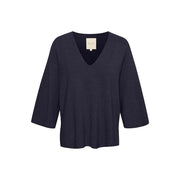 Part Two - Kenny 3/4 Sleeve V Neck Jumper in Navy