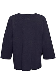 Part Two - Kenny 3/4 Sleeve V Neck Jumper in Navy