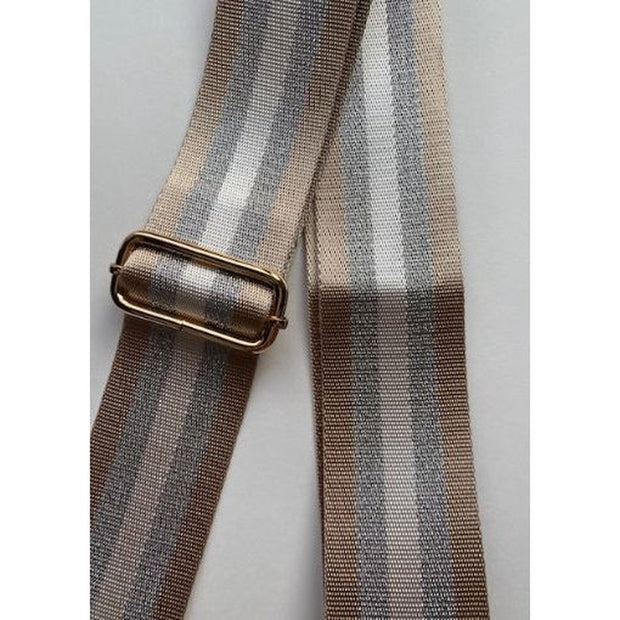 Kris-Ana Detachable Coloured Straps -Taupe, Silver & White Stripe (023)
