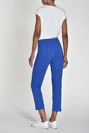 Robell – Bella 09 - Light Weight Cropped Trouser in Striped Seersucker Royal Blue