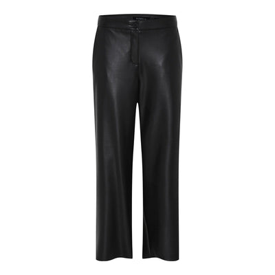Robell – Cloe 09 - Wide Leg Faux Leather Culottes/Cropped Trouser in Black