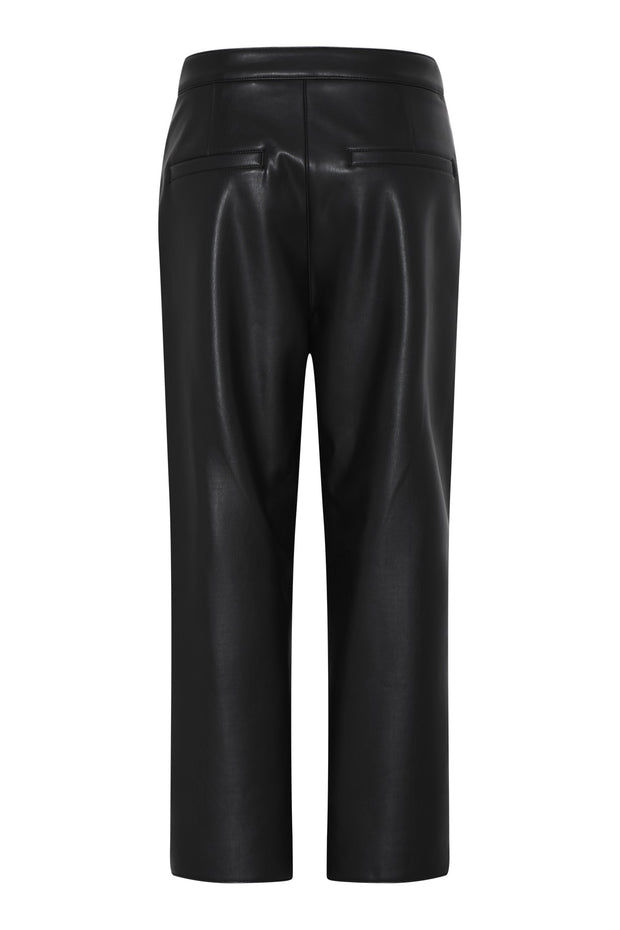 Robell – Cloe 09 - Wide Leg Faux Leather Culottes/Cropped Trouser in Black