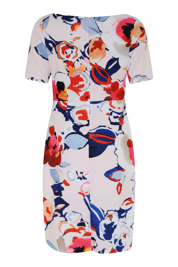 Tia - Short Sleeve Cocktail Dress in Bold Floral Print