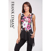 Frank Lyman - Black & Multicoloured Flowered Sleeveless Tunic Top