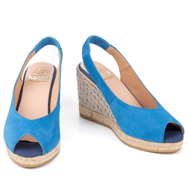 Kanna - K2255-High Wedge Suede Peep Toe Sling Back (4 colours)