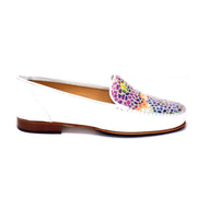 HB - Moccasin Leather Shoe with Multi Coloured Pattern on Top (2 colours)