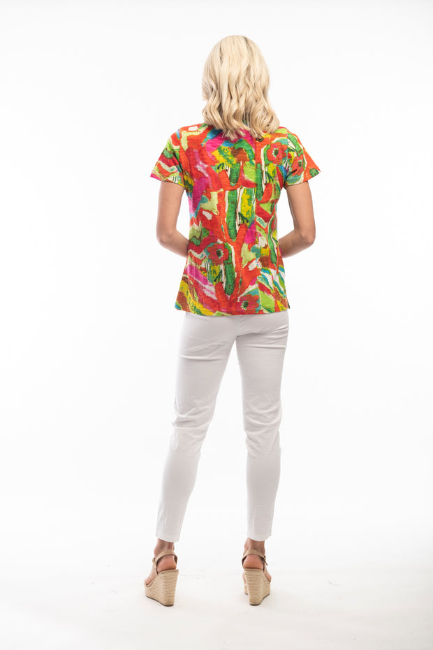 Orientique - Flower Garden - Short Sleeve V Neck T Shirt