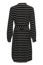 Part Two - Orphea - Black Dress with White Stripes and Sash Tie Belt