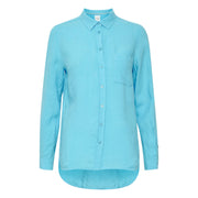 Part Two - KivasPW Long Sleeve Linen Shirt in Swim Cap Blue