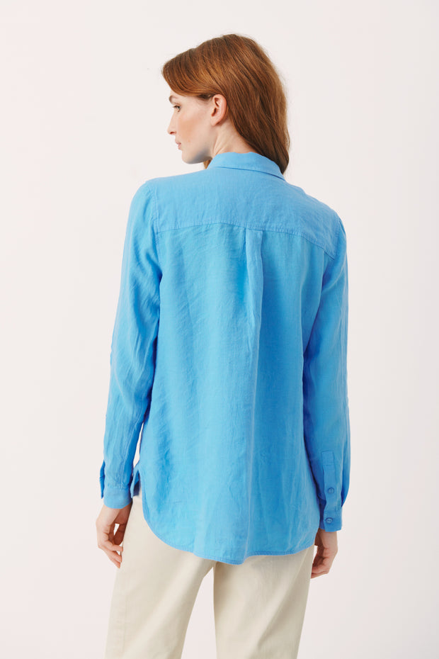 Part Two - KivasPW Long Sleeve Linen Shirt in Swim Cap Blue
