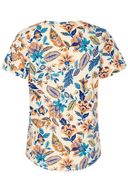 Part Two - GesinasPW - Soft Cotton Tee Shirt in Blue Craft Flower Print