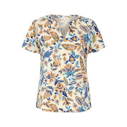 Part Two - GesinasPW - Soft Cotton Tee Shirt in Blue Craft Flower Print