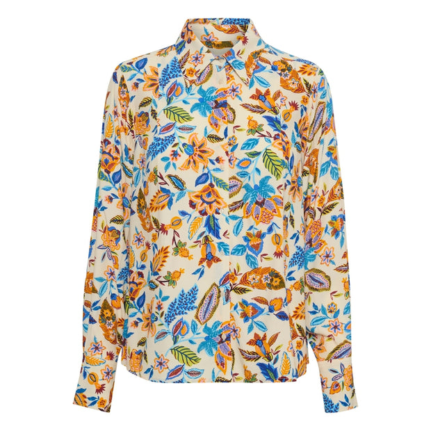 Part Two - SabilaPW Long Sleeve Blouse in Blue Craft Flower Print