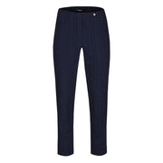 Robell – Bella 09 - Light Weight Cropped Trouser in Striped Seersucker Navy