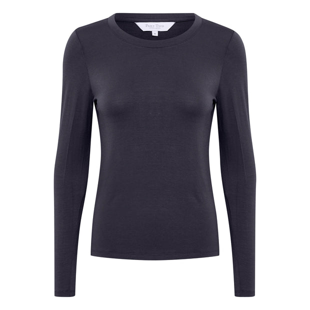 Part Two - Emaja Long Sleeve Slim Fit Tee Shirt in Navy