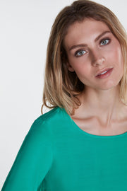 Oui -  3/4 Sleeve Wide Neck Blouse in Holly Green