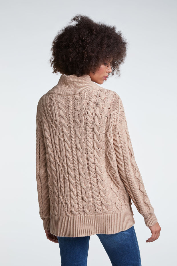 Oui - Scoop Neck Chunky Cable Knit Oversized Jumper