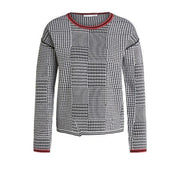 Oui - Cotton Reversible Round Neck Jumper In Bold Patchwork Print