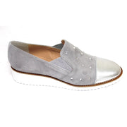 HB-Century Plata -Suede and Leather Low Wedge Shoe with Diamante Top (2 colours)