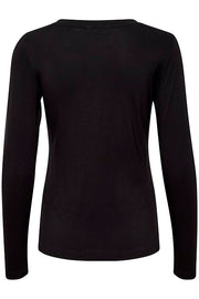 Part Two - Emaja Long Sleeve Slim Fit Tee Shirt in Black