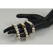 The Real Pearl Co. - White Pearl Elasticated Bracelet with Swarovski Crystal Ball