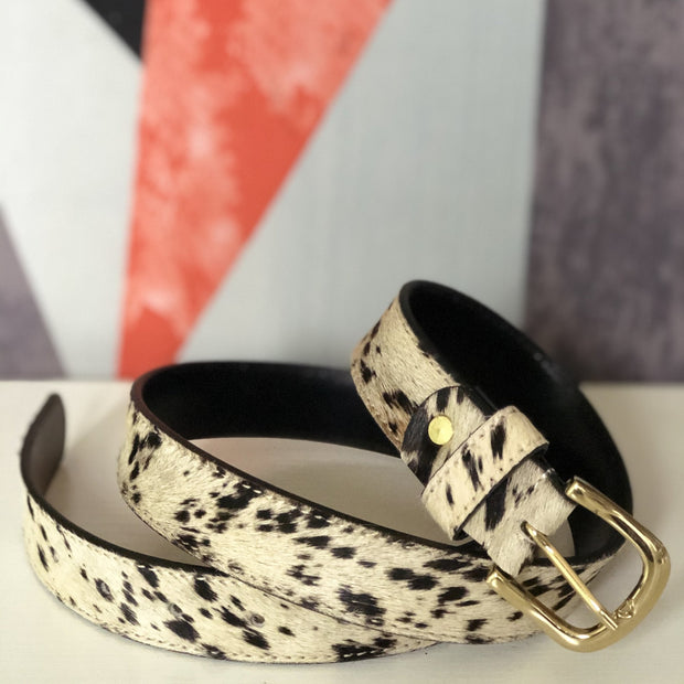 Hydestyle.London - Spotty Cow Print Hair-on Hide Leather Belt - BL19