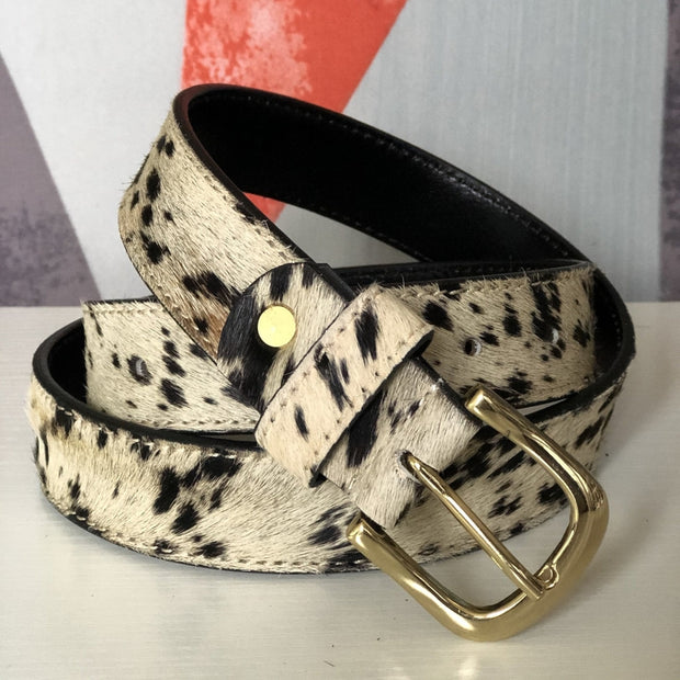 Hydestyle.London - Spotty Cow Print Hair-on Hide Leather Belt - BL19