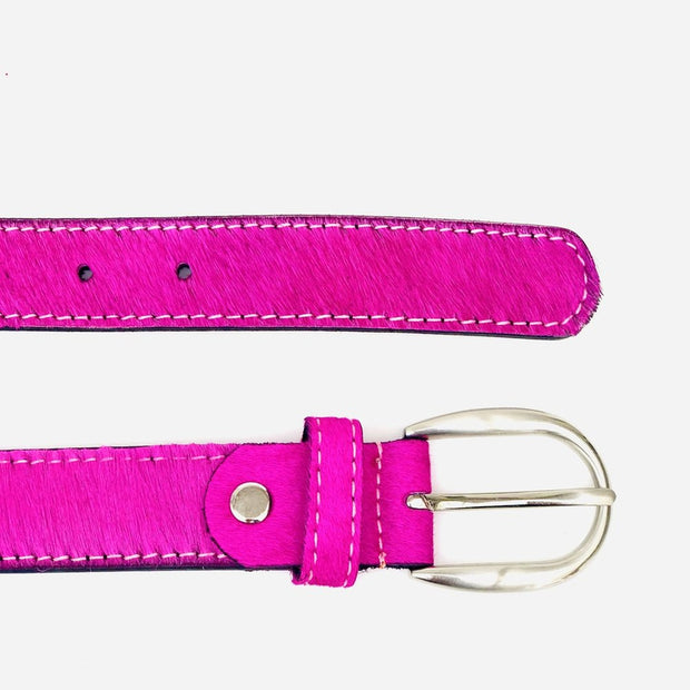 Hydestyle.London - Neon Cerise Pink Pony Hair-on Hide Leather Belt - BL20