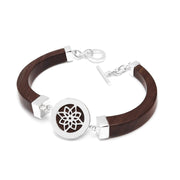 The Branch - Black Wood Bracelet with sterling silver lotus design