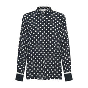 Part Two - Birgith Long Sleeve Blouse in Navy with Cream Spots