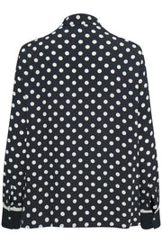 Part Two - Birgith Long Sleeve Blouse in Navy with Cream Spots