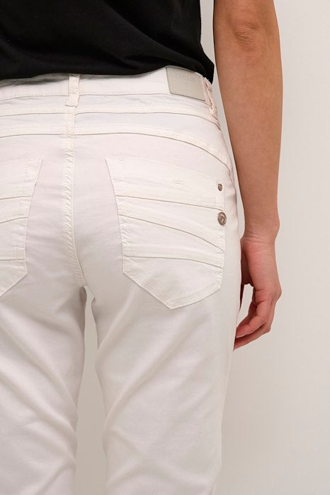 CREAM - CRLotte 3/4 Length Cotton Mix Trouser in White