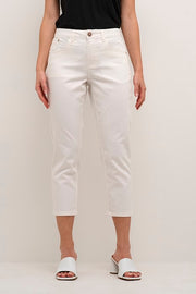 CREAM - CRLotte 3/4 Length Cotton Mix Trouser in White