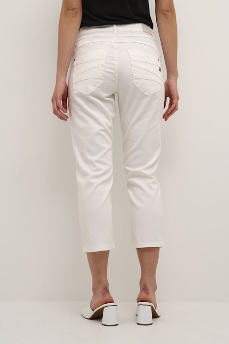 CREAM - CRLotte 3/4 Length Cotton Mix Trouser in White