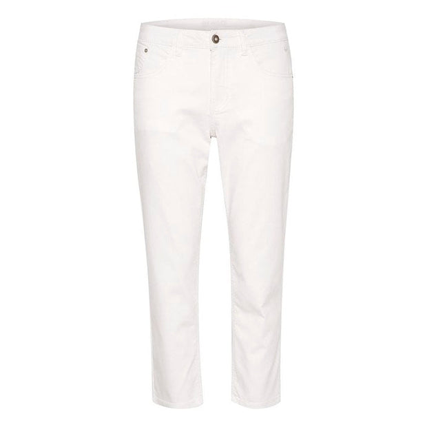 CREAM - CRLotte 3/4 Length Cotton Mix Trouser in White