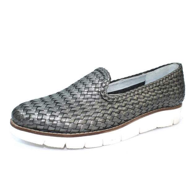 Lunar Shoes - Cipriana Weaved Leather Pump in Pewter