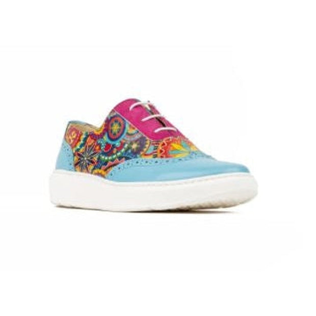 Embassy London - Colorado Leather Trainer Light Blue Signature Print