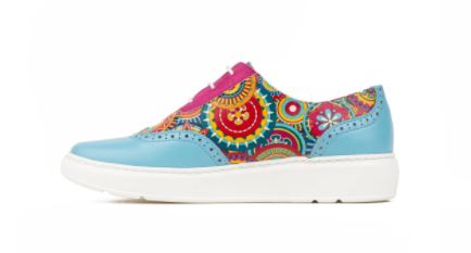 Embassy London - Colorado Leather Trainer Light Blue Signature Print