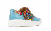 Embassy London - Colorado Leather Trainer Light Blue Signature Print