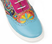 Embassy London - Colorado Leather Trainer Light Blue Signature Print