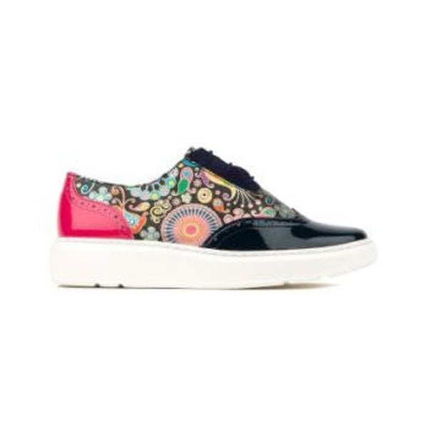 Embassy London - Colorado Leather Trainer Navy/Pink Signature Print