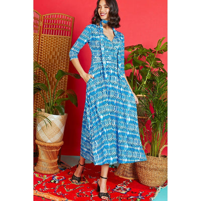 Onjenu - Crawford 3/4 Sleeve Midi Dress in Sophia Blue