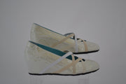 Thierry Rabotin - Rio - High Wedge Shoe in Off White & Silver Snake Effect Leather