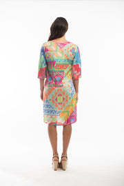 Orientique - Digital Print 3/4 Sleeve Dress/Tunic